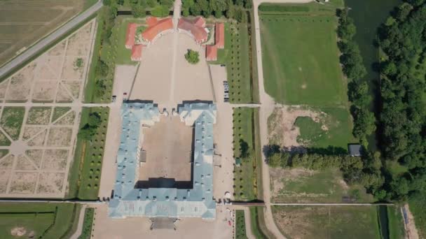 Beautiful Panoramic Aerial Video Flying Drone Rundale Rundle Palace Gardens — Stock Video