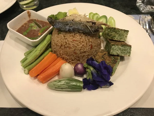 Egy Tál Thai Étel Zöldség Dip — Stock Fotó