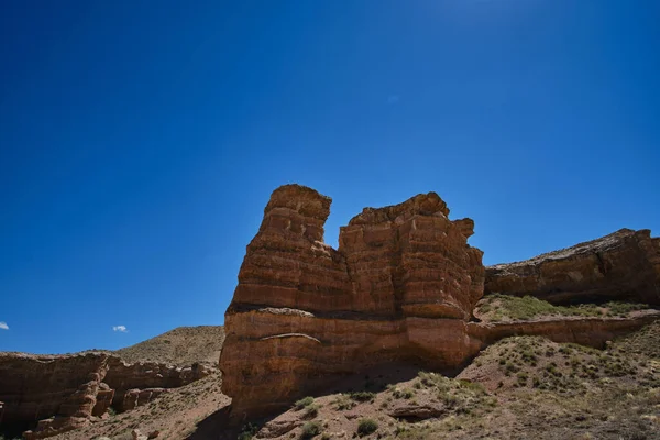 Kameny Kaňonu Charyn Kazachstánu Vypadají Jako Velký Velbloudí Horký Letní — Stock fotografie
