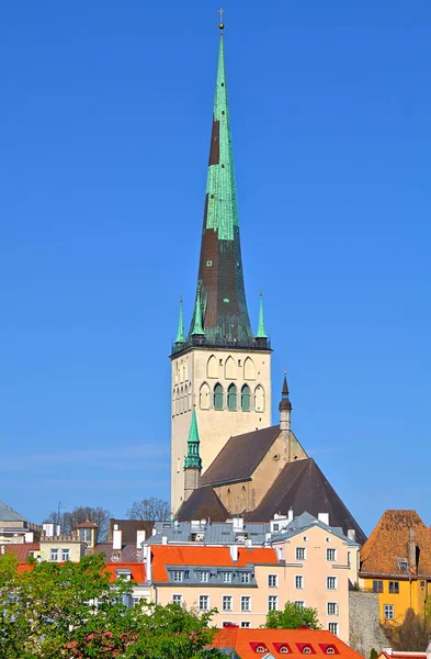 Igreja Olaf Tallinn Estônia Torre Afiada Igreja Com Céu Verão Fotografias De Stock Royalty-Free