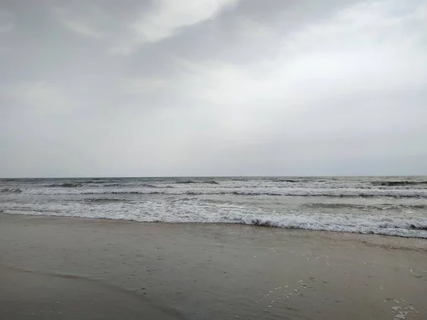 Spiaggia Sabbia Schiuma Del Mare Nella Provincia Isla Cristina Huelva — Foto Stock