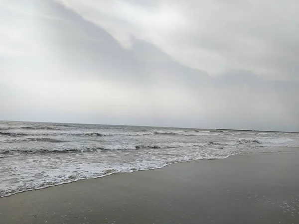 Spiaggia Sabbia Schiuma Del Mare Nella Provincia Isla Cristina Huelva — Foto Stock