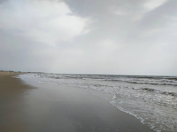 Пляж Пісок Піна Морського Ісла Крістіна Провінції Уельва Іспанії Атлантичного — стокове фото