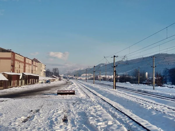 Estação Inverno Cidade Nasaud Romênia Transilvânia — Fotografia de Stock