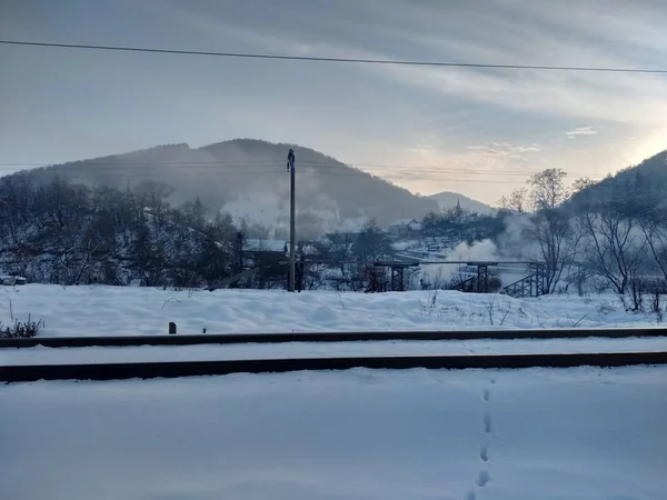 Bel Paesaggio Invernale Romania Transilvania — Foto Stock