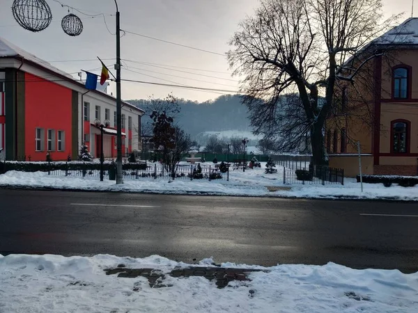 Stagione Invernale Città Nasaud Romania Transilvania — Foto Stock
