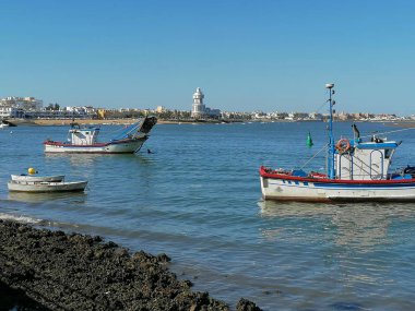 Huelva İspanya 'nın Cristina Adası limanında tekneler