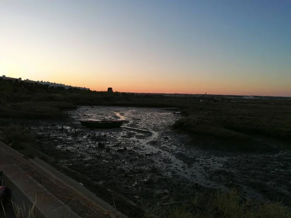 Sonnenuntergang Sumpf Der Isla Cristina Provinz Huelva Spanien Andalusien — Stockfoto