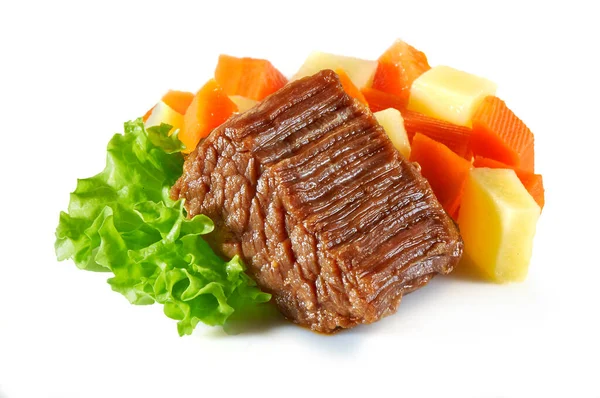 Gulasch Rindereintopf Mit Kartoffeln Isoliert Auf Weißem Hintergrund — Stockfoto