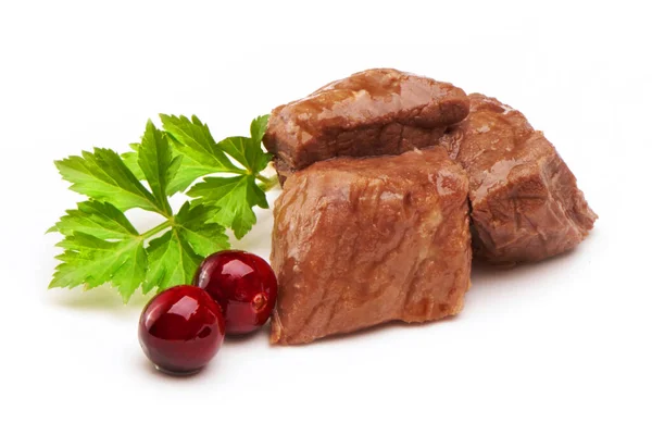 Stew Meat Herbs Isolated White Background — Stock Photo, Image