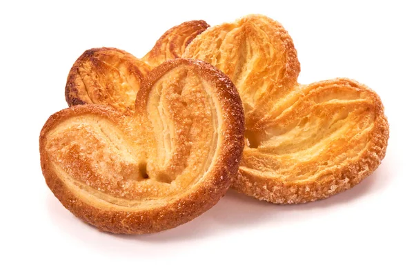 Puff Bakverk Cookies Med Socker Isolerad Vit Bakgrund — Stockfoto