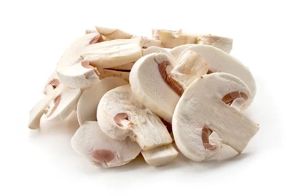 Gesneden Champignons Close Geïsoleerd Witte Achtergrond — Stockfoto