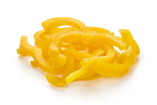 Sliced Yellow Bell Pepper Close Isolated White Background — Stock Photo, Image