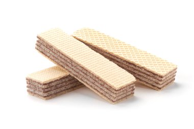Wafer bisküvisi, yakın plan, beyaz arkaplanda izole edilmiş..