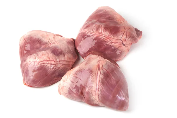 白地に隔離された生の豚肉の心臓 — ストック写真