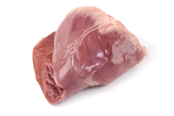 白地に隔離された生の豚肉の心臓 — ストック写真