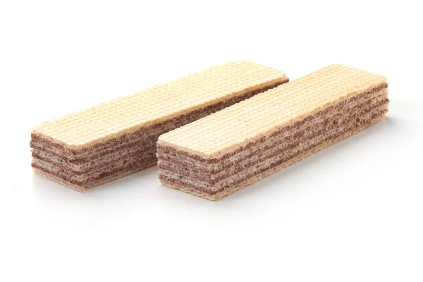 Wafer bisküvisi, yakın plan, beyaz arkaplanda izole edilmiş..