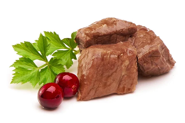Stew Meat Herbs Close Isolated White Background — Stock Photo, Image