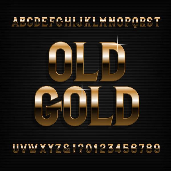 Χρυσή Αλφάβητο Γραμματοσειρά Λοξότμητη Vintage Γράμματα Σύμβολα Και Αριθμούς Διάνυσμα — Διανυσματικό Αρχείο