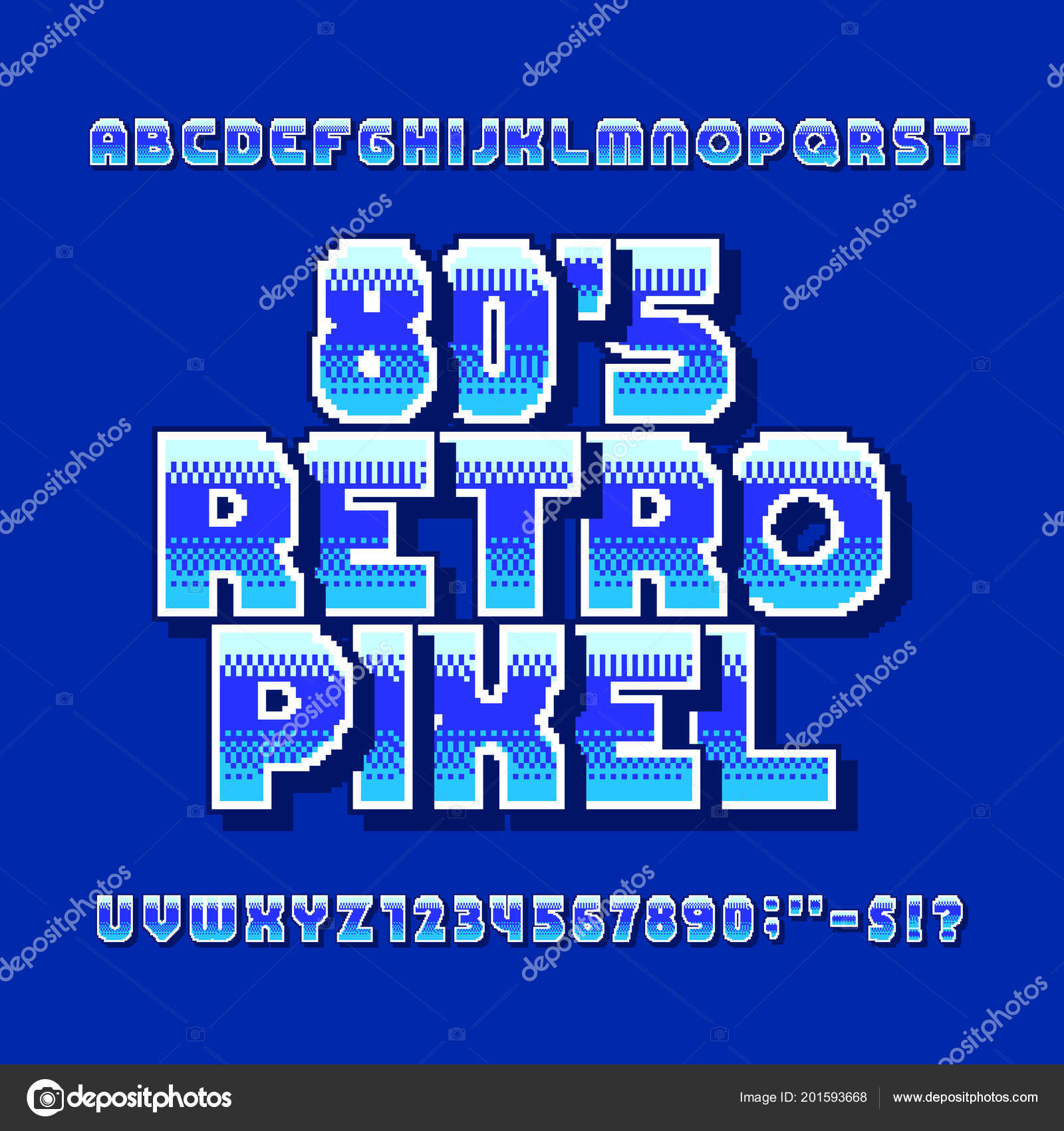 Retro 80er Jahre Videospiel Alphabet Schrift Digitale Pixelgradienten Buchstaben Zahlen Stockvektor C Epifantsev 201593668