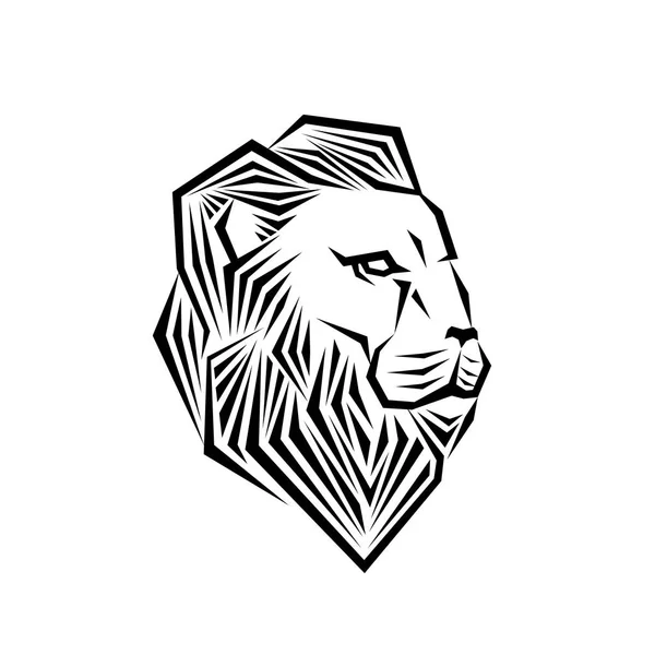 Lion Head Logo Icon Black Color Vector Emblem Template — Stock Vector
