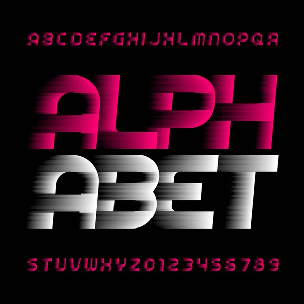 Abstracte Alfabet Lettertype Snelheid Effect Type Letters Cijfers Voorraad Vector — Stockvector