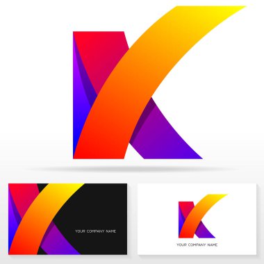 K harfi logo simge tasarım şablonu. Kartvizit şablonları. Vektör çizim.