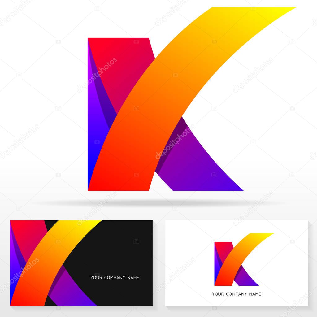 Letter K logo icon design template. Business card templates. Vector illustration.