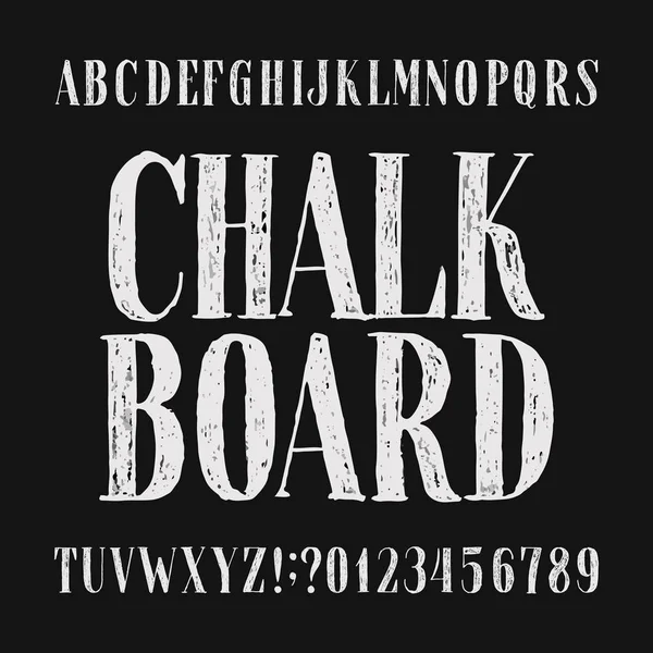 Chalk Board Alphabet Font Hand Drawn Distressed Letters Numbers Symbols — Stock Vector