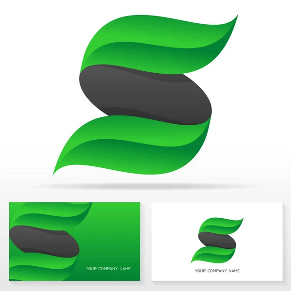 Bokstaven Logo Ikon Formgivningsmall Emblem Med Gröna Blad Visitkortsmallar Vektorillustration — Stock vektor