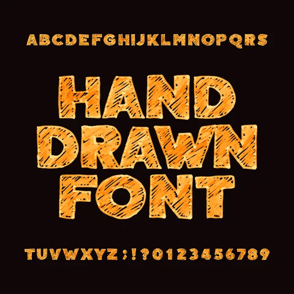 손으로 그린된 알파벳 글꼴입니다 대문자 지저분한 스케치 문자와 — 스톡 벡터