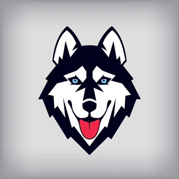 Logotipo Siberiano Cabeça Husky Ícone Cão Boa Índole Mostra Língua — Vetor de Stock