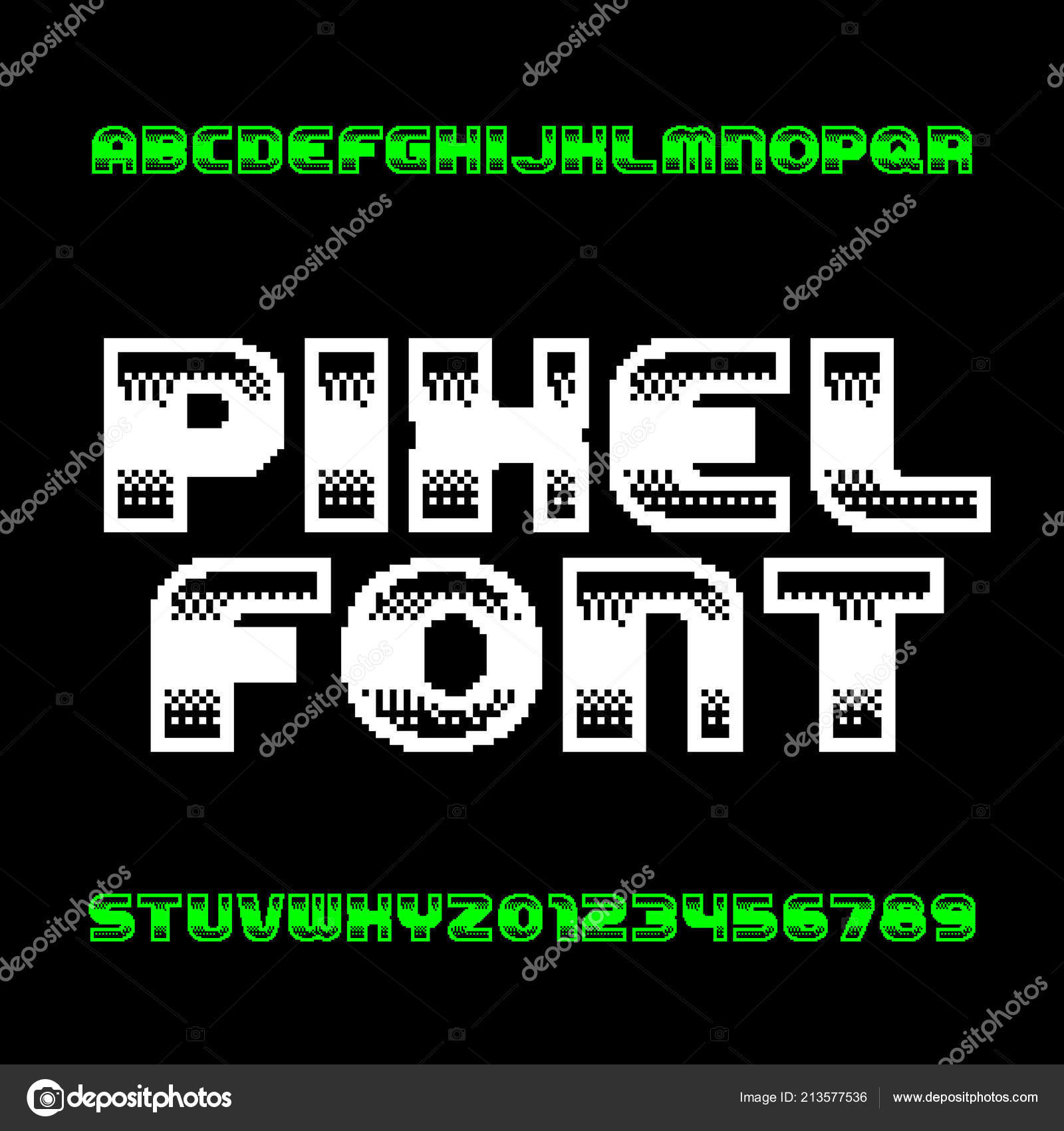 Pixel typeface. Retro arcade game alphabet font. Lowercase script