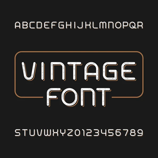 Tipo Letra Vintage Desordenado Fuente Retro Alphabet Escriba Letras Números — Vector de stock