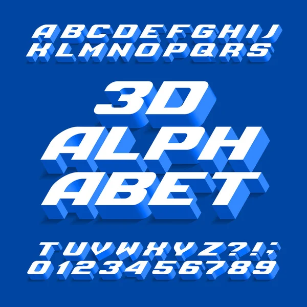 Caratteri Alfabetici Lettere Numeri Simboli Tridimensionali Con Effetto Ombra Tipografia — Vettoriale Stock