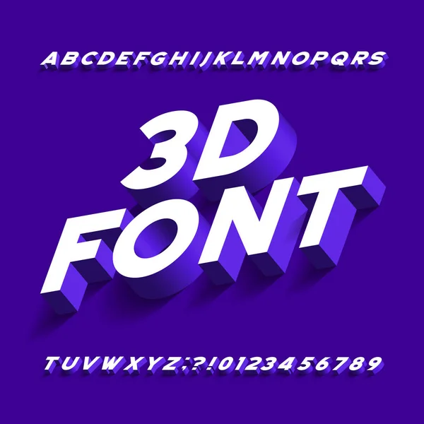 Alfabet Lettertype Driedimensionaal Effect Sans Serif Letters Cijfers Symbolen Met — Stockvector