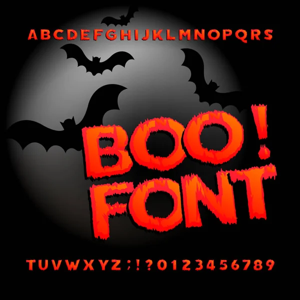 Fonte Boo Alphabet Coup Pinceau Déformé Lettres Chiffres Typographie Vectorielle — Image vectorielle