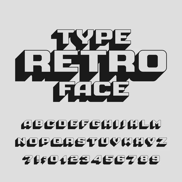 Tipo Letra Alfabeto Retro Abstracto Efecto Letras Números Símbolos Tipografía — Vector de stock