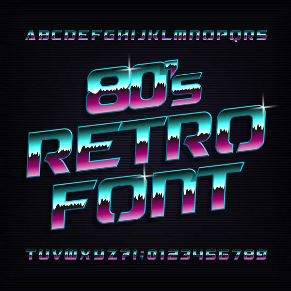 80S Retro Alfabet Lettertype Hoofdletters Schuine Letters Cijfers Voorraad Vector — Stockvector