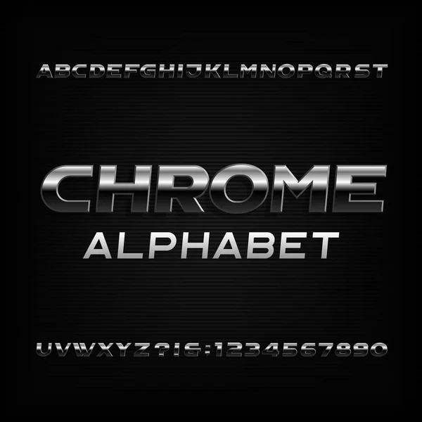 Шрифт Алфавіту Chrome Металевий Ефект Косі Літери Цифри Стокгольмський Векторний — стоковий вектор