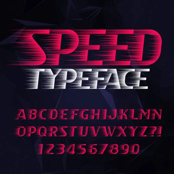 Schriftart Speed Alphabet Schneller Wind Bewirkt Moderne Buchstaben Und Zahlen — Stockvektor