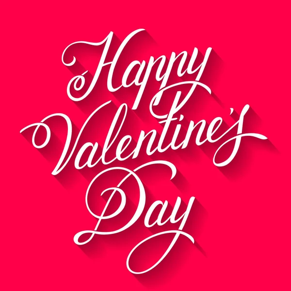 Valentijnskaart Happy Valentine Day Hand Getrokken Belettering Met Lange Schaduw — Stockvector