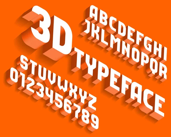 Alphabet Schrift Effekt Buchstaben Und Zahlen Weiß Und Orange Mit — Stockvektor