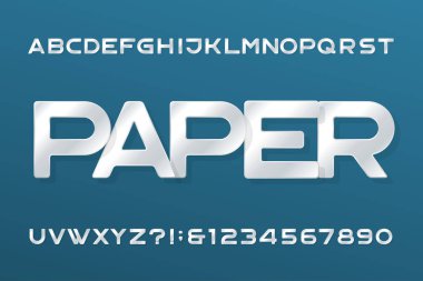 Kağıt alfabe yazı tipi. Harfler ve sayılar. Tasarımınız için hisse senedi vektör yazı tipi.