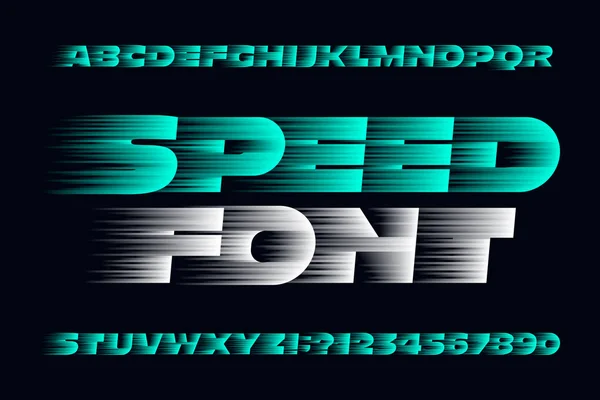 Schriftart Speed Alphabet Schnelle Geschwindigkeit Bewirkt Großbuchstaben Zahlen Und Symbole — Stockvektor