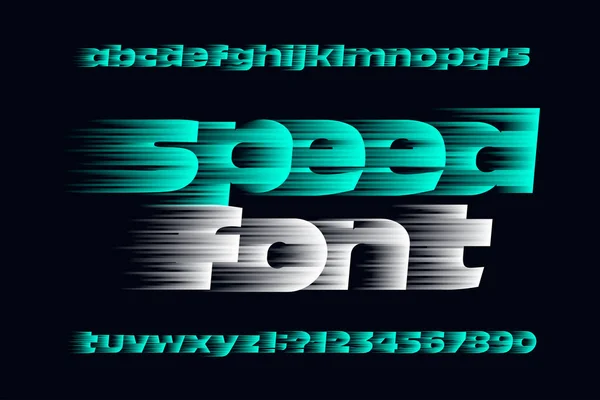 Schriftart Speed Alphabet Schnelle Geschwindigkeit Bewirkt Kleinbuchstaben Zahlen Und Symbole — Stockvektor