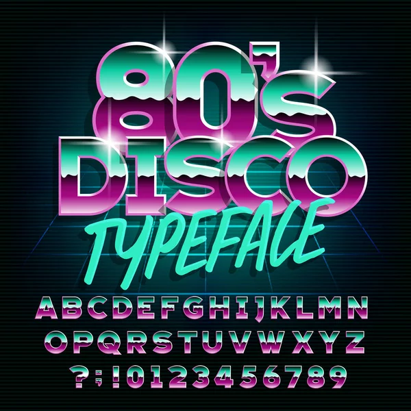80S Disco Typeface Letters Numbers Stock Vector Alphabet Font Your — Stock Vector