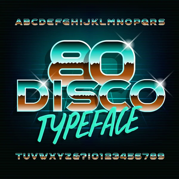 Disco Typeface Shiny Letters Numbers Stock Vector Alphabet Font Your — Stock Vector