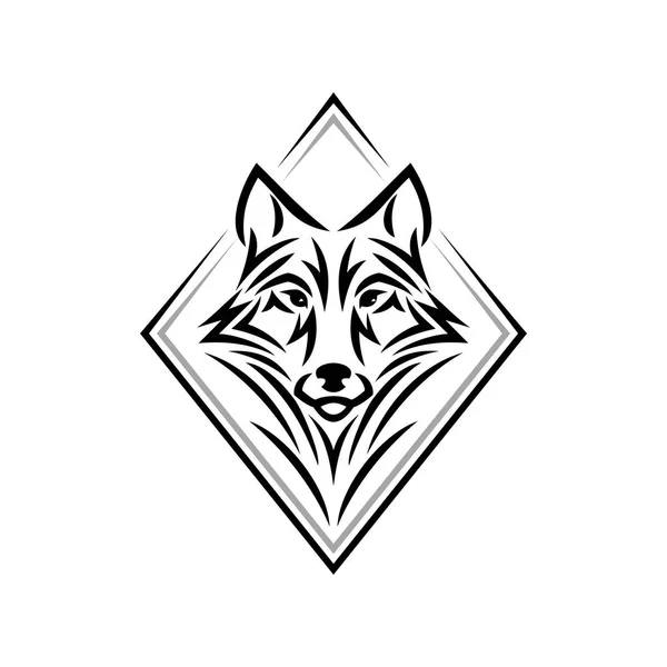 Wolf Head Logo Icon One Color Tribal Tattoo Style Animal — Stock Vector