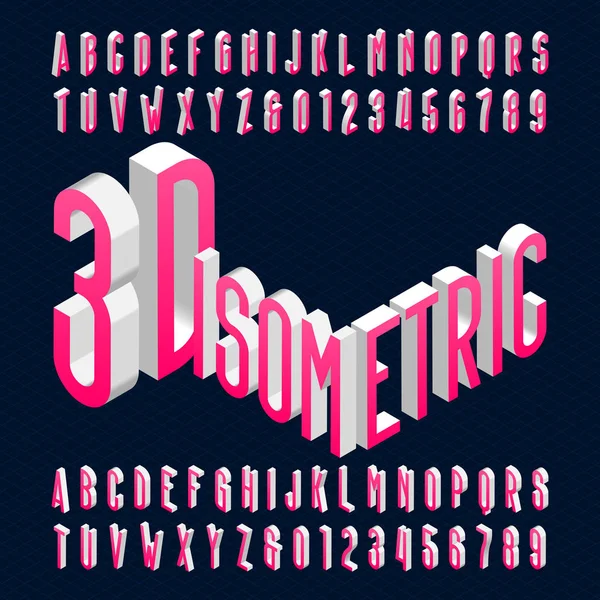 Isometric 알파벳 글꼴입니다 효과는 디자인에 Typescript — 스톡 벡터
